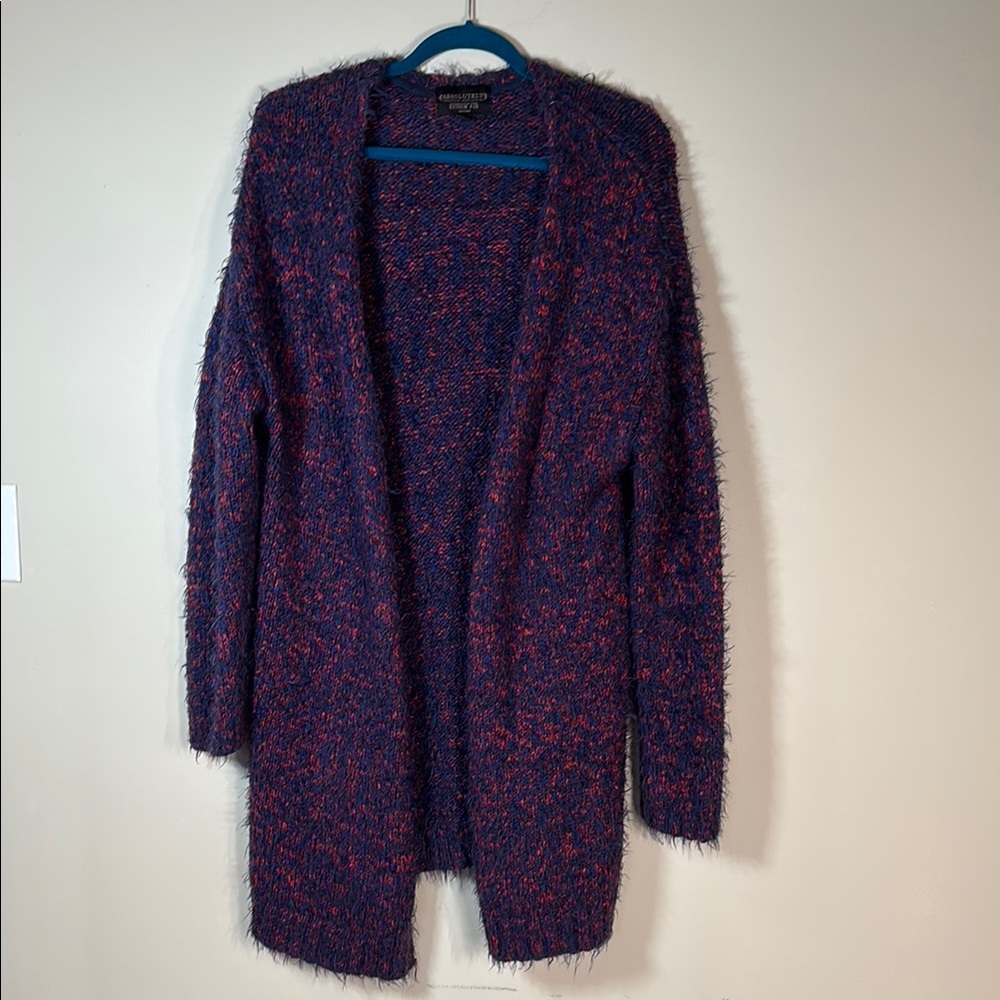 Red and Blue Fuzzy Cardigan